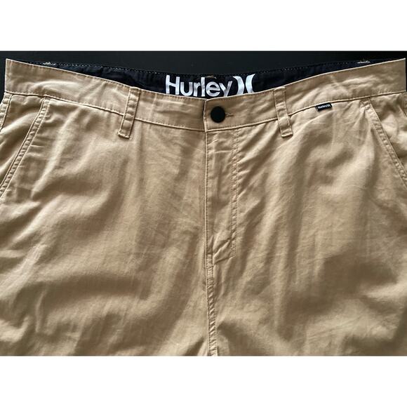 HURLEY Tan Lightweight Cotton Flat Front Shorts sz 38 - Picture 3 of 13